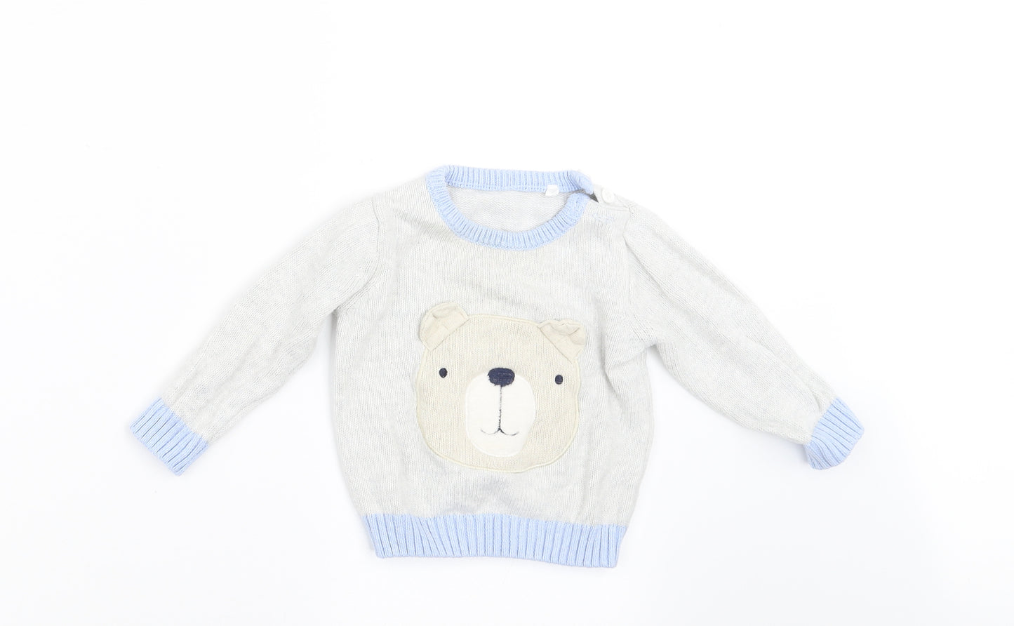 TU Boys Grey   Pullover Jumper Size 3-6 Months  - TEDDY BEAR