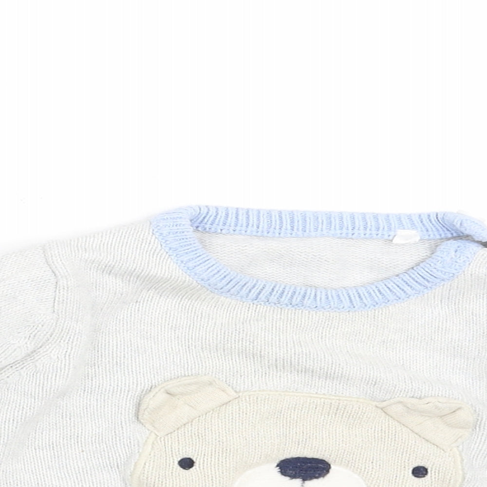 TU Boys Grey   Pullover Jumper Size 3-6 Months  - TEDDY BEAR