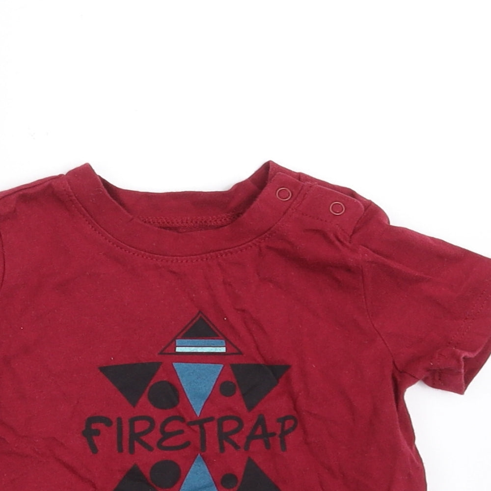 Firetrap Boys Red   Basic T-Shirt Size 6-9 Months
