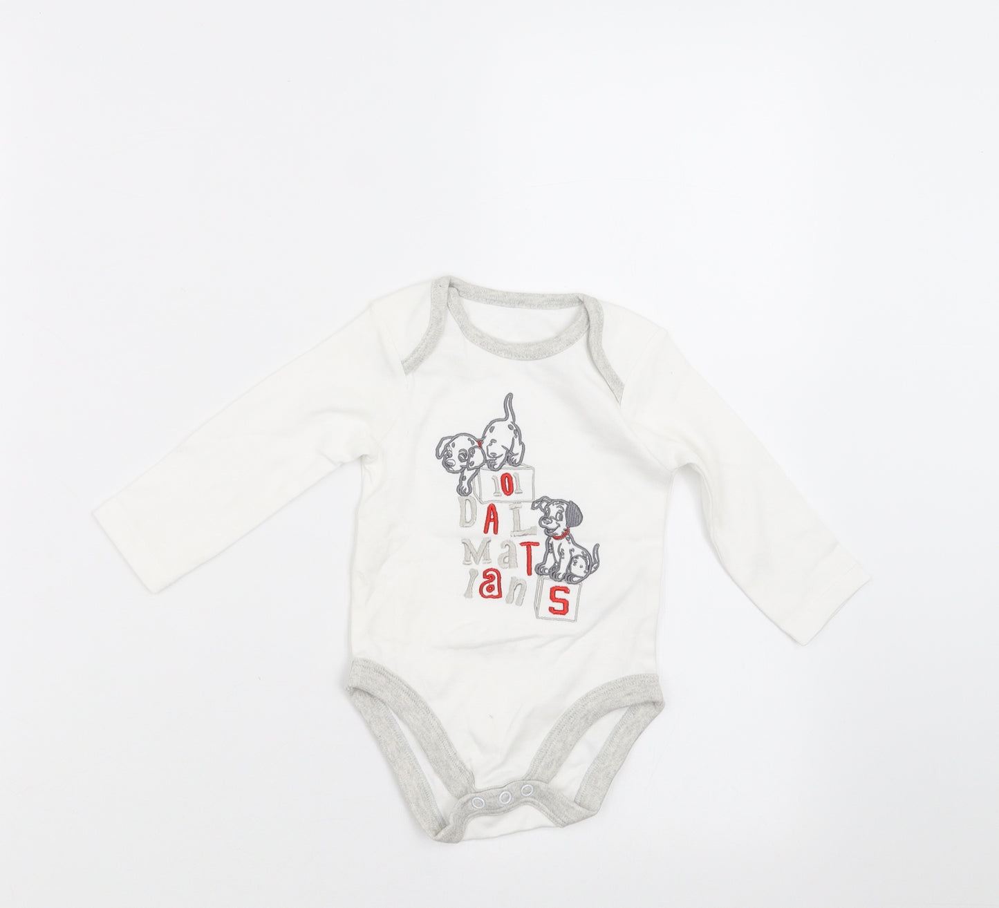 Disney Baby White   Basic T-Shirt Size 3-6 Months  - 101 Dalmatians bodysuit