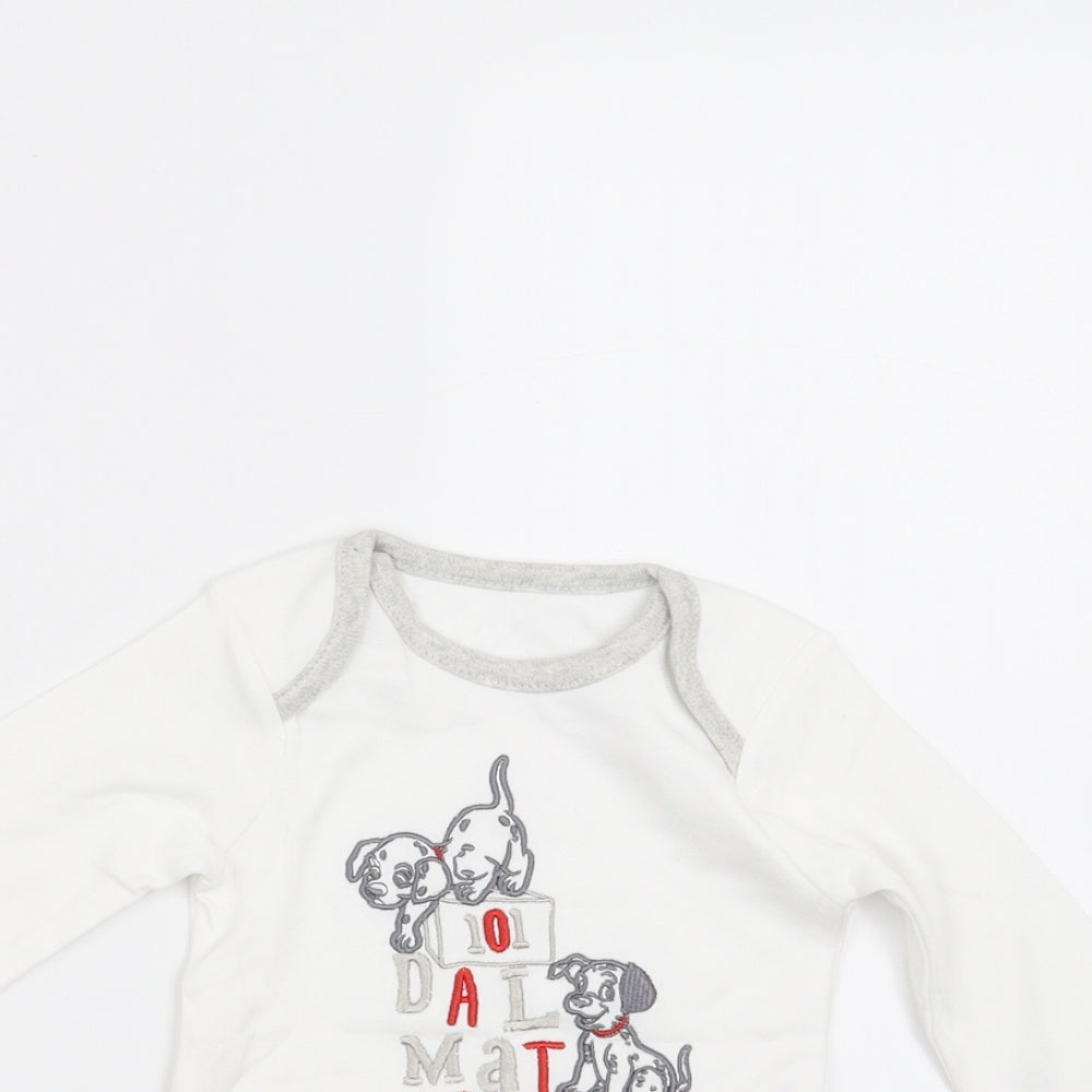 Disney Baby White   Basic T-Shirt Size 3-6 Months  - 101 Dalmatians bodysuit