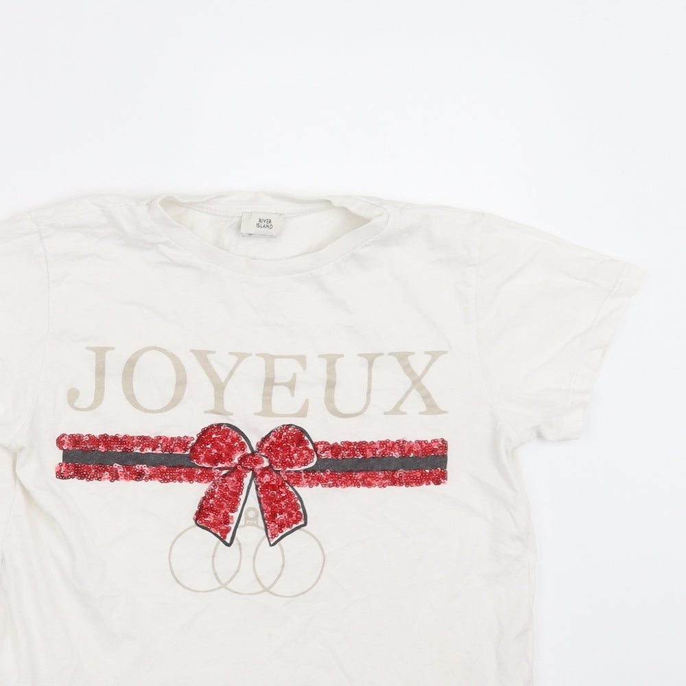 River Island Girls White   Basic T-Shirt Size 9 Years  - joyeux