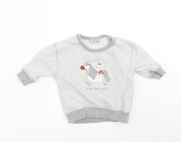 NEXT Boys Grey Pullover Jumper Size 3-6 Months - christmas