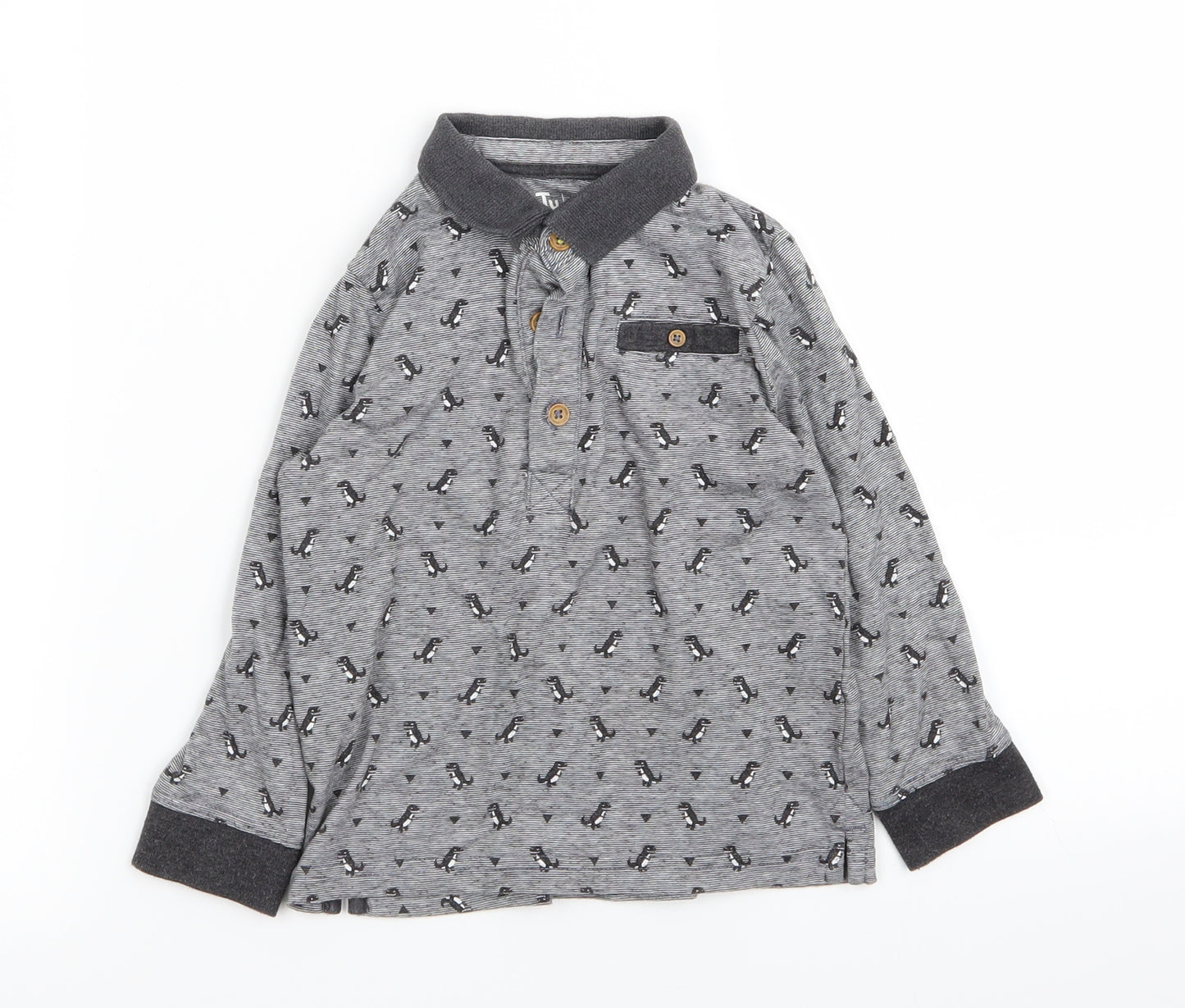 TU Boys Grey Animal Print  Basic Polo Size 2-3 Years
