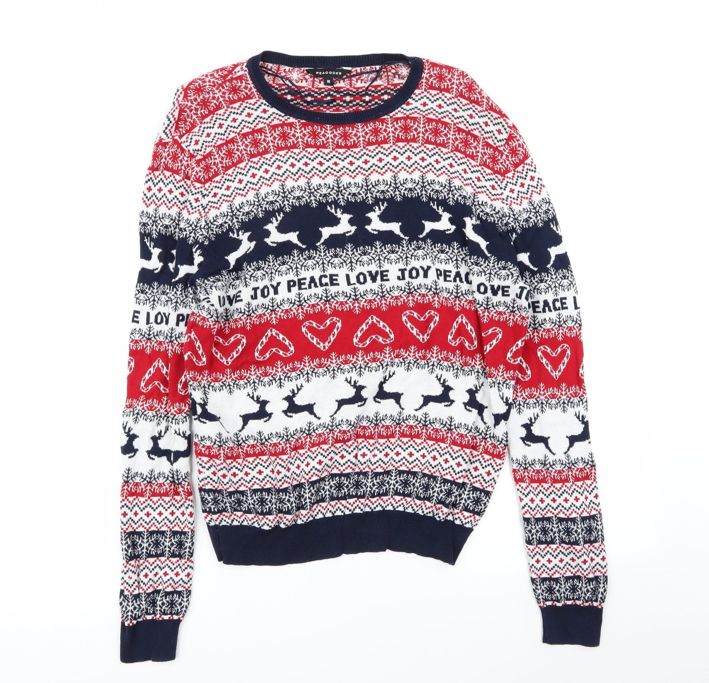 Peacocks Womens Multicoloured Geometric  Pullover Jumper Size 18  - christmas jumper