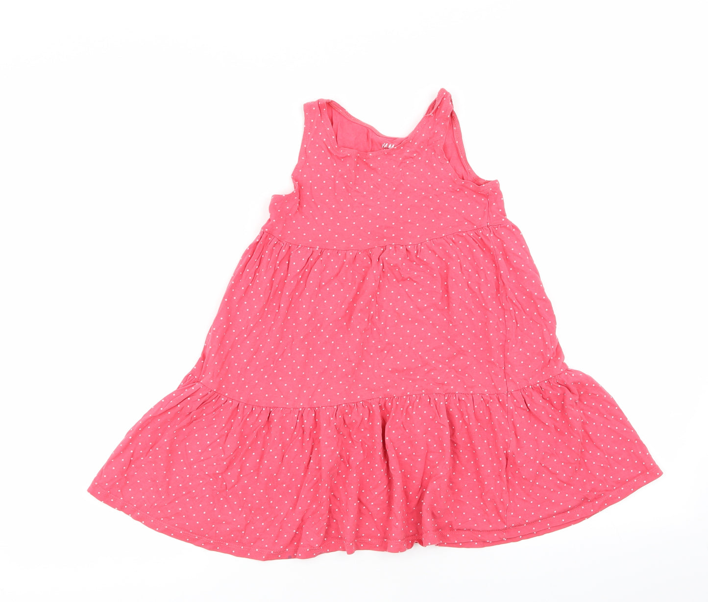 H&M Girls Pink Polka Dot  Fit & Flare  Size 5-6 Years