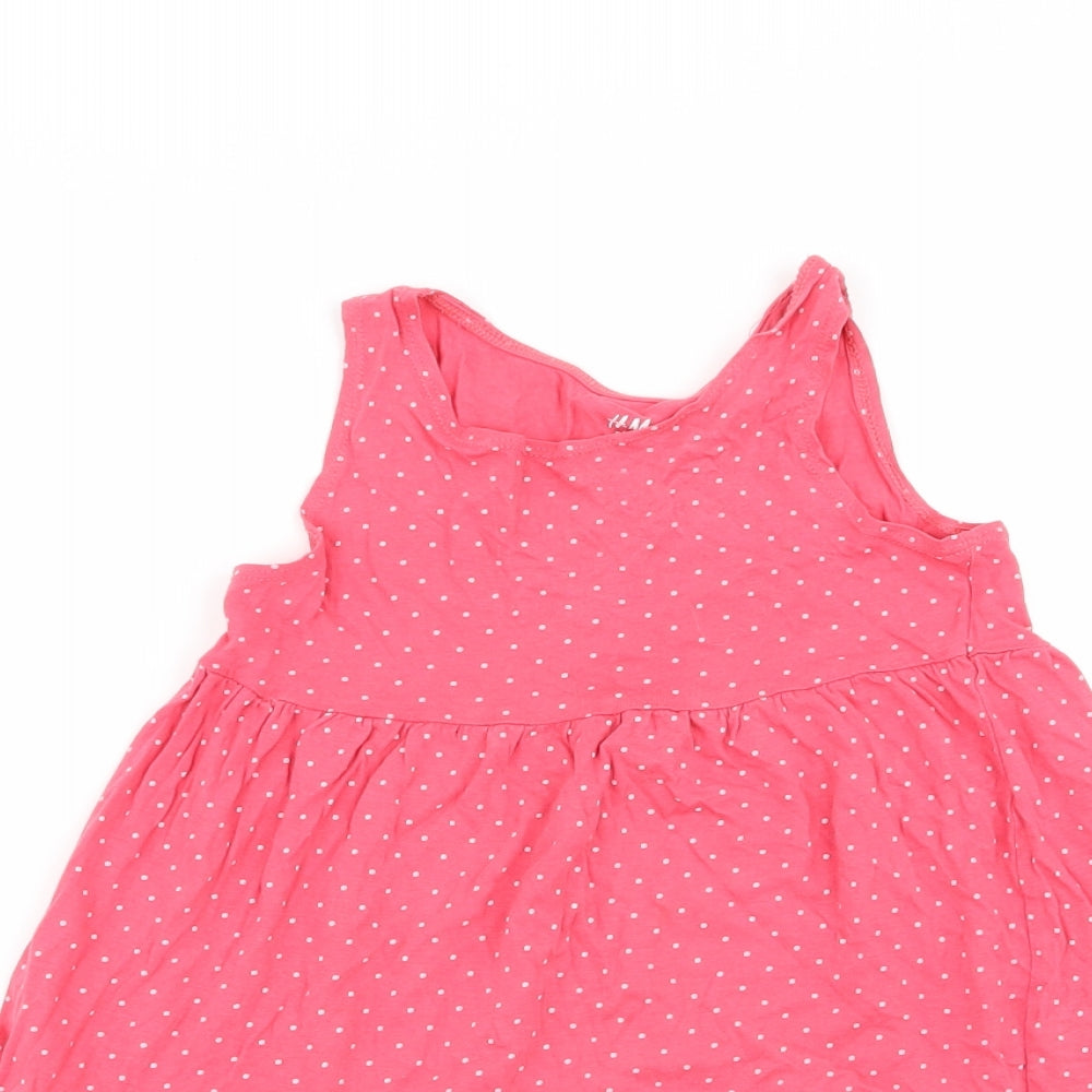H&M Girls Pink Polka Dot  Fit & Flare  Size 5-6 Years