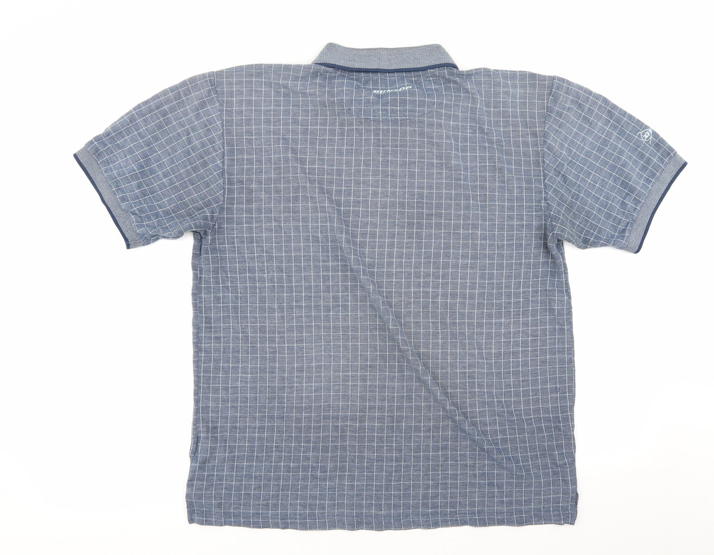 Dunlop Mens Blue Check   Polo Size L