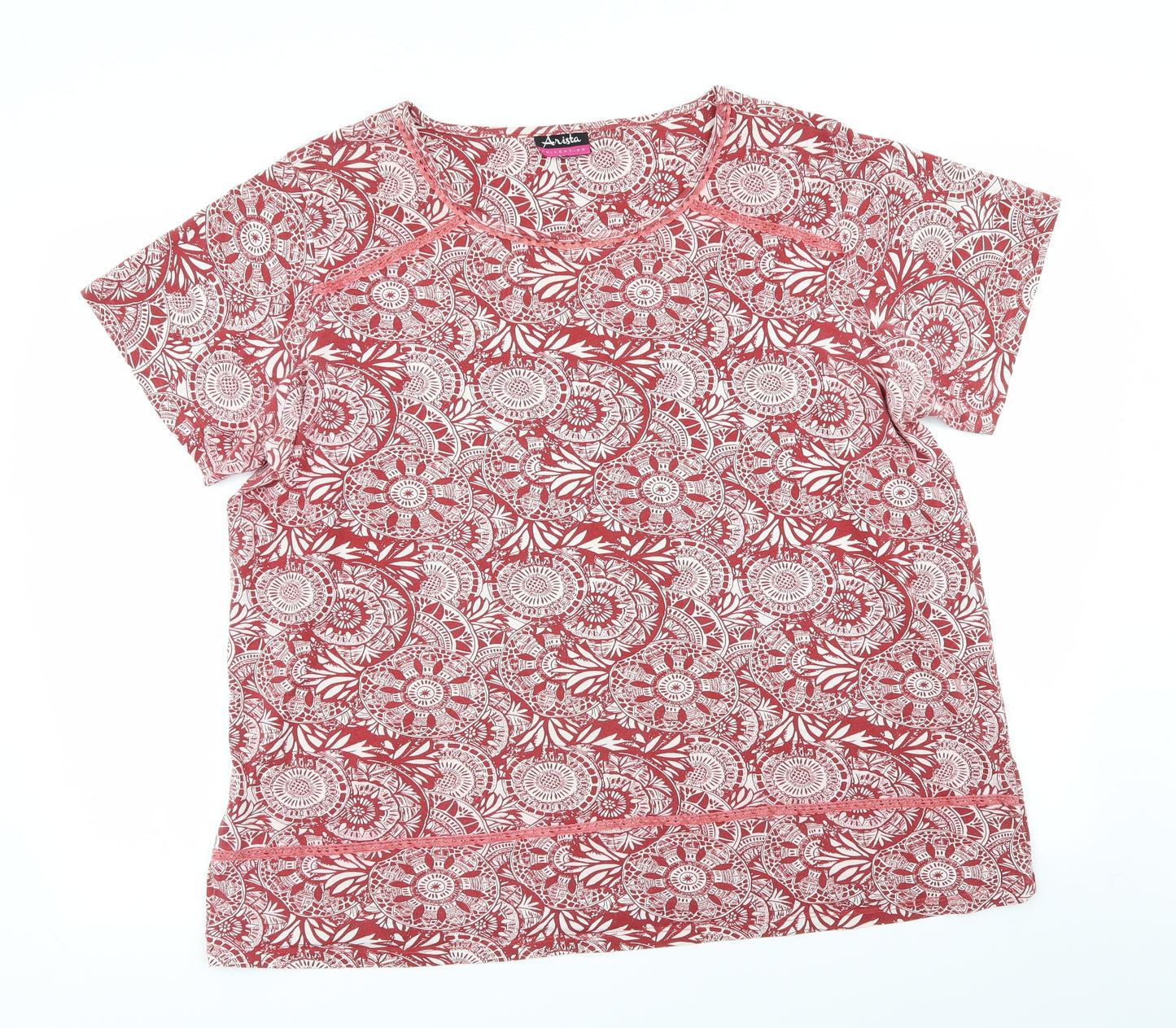 anista Womens Multicoloured Geometric  Basic T-Shirt Size 22