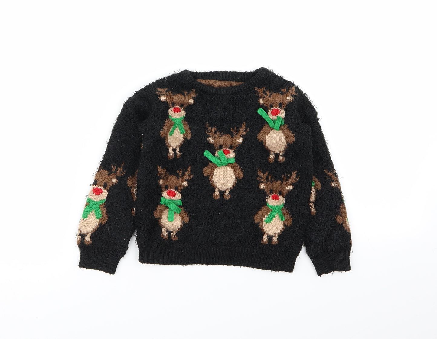 Nutmeg Girls Black Animal Print  Pullover Jumper Size 4-5 Years  - christmas jumper