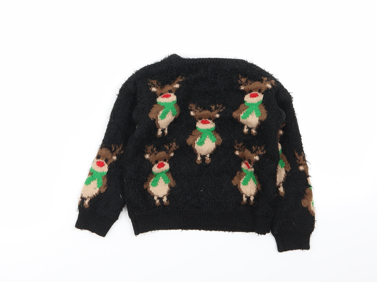 Nutmeg Girls Black Animal Print  Pullover Jumper Size 4-5 Years  - christmas jumper