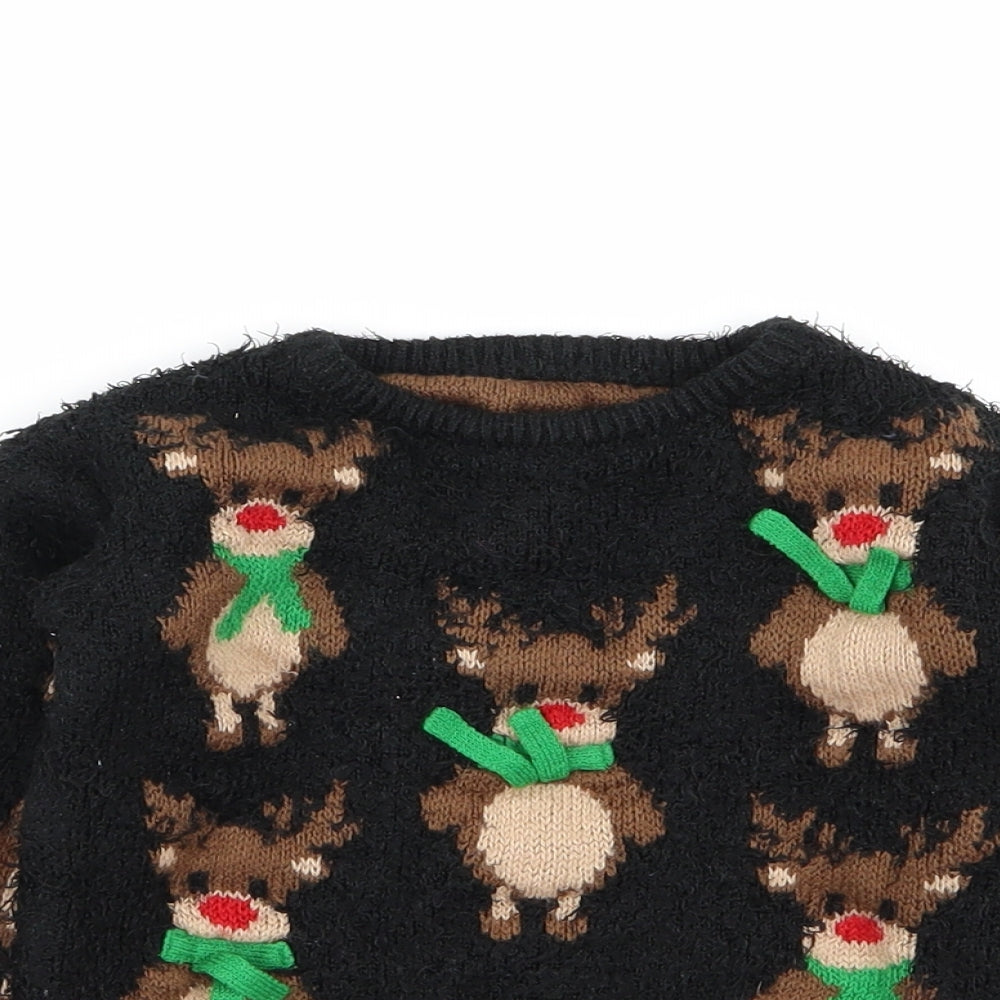 Nutmeg Girls Black Animal Print  Pullover Jumper Size 4-5 Years  - christmas jumper