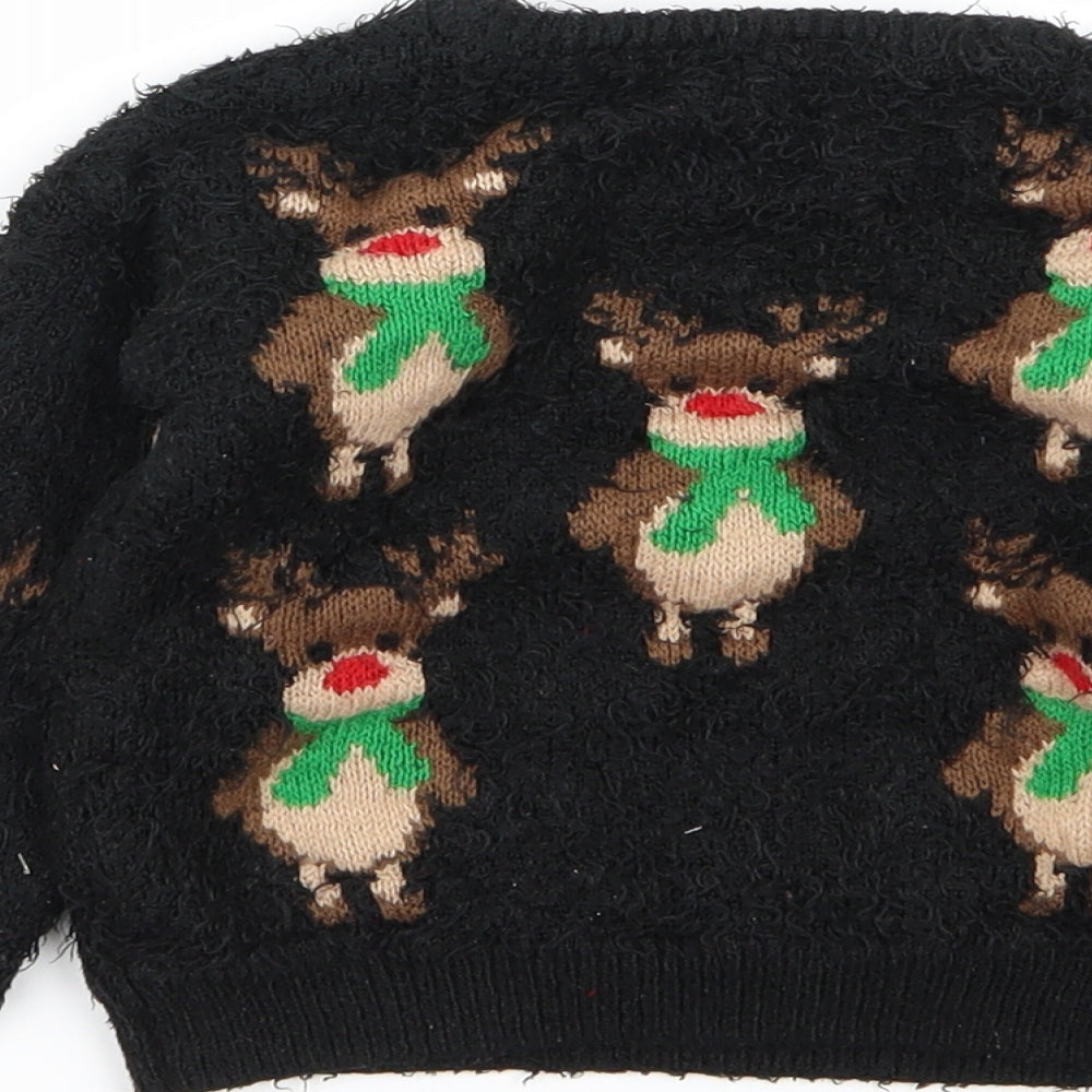 Nutmeg Girls Black Animal Print  Pullover Jumper Size 4-5 Years  - christmas jumper