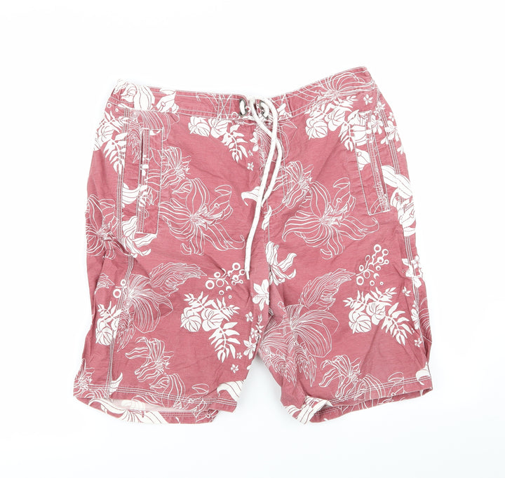 BHS Mens Red Floral Cargo Shorts Size M - Stretch waistband