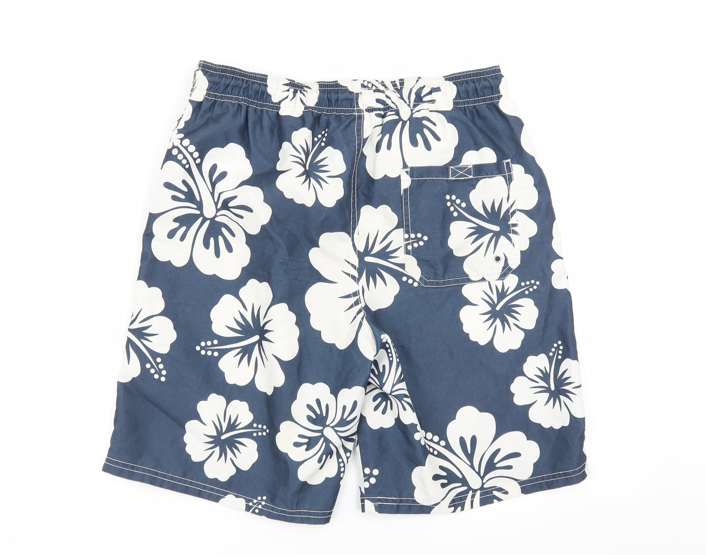 BLACKPOINT Mens Blue Floral  Sweat Shorts Size S - Stretch waistband/swim shorts