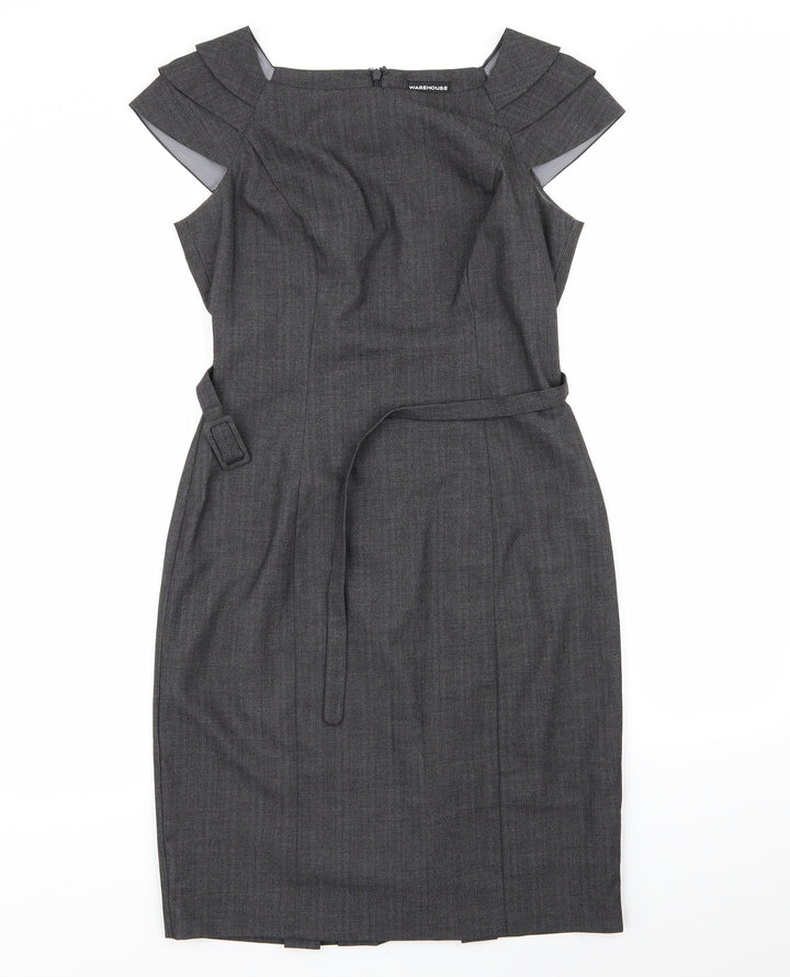 Warehouse Womens Grey A-Line Size 12