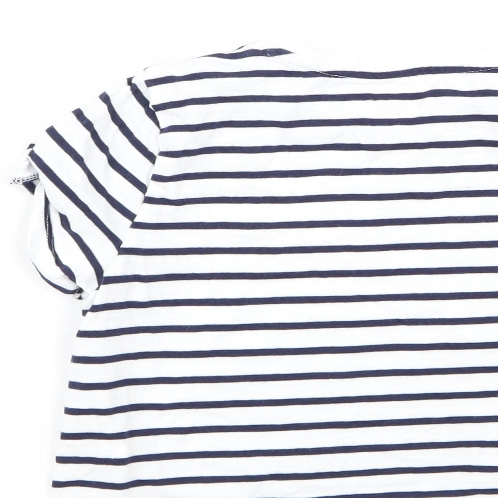 F&F Girls Multicoloured Striped  Basic T-Shirt Size 6-7 Years