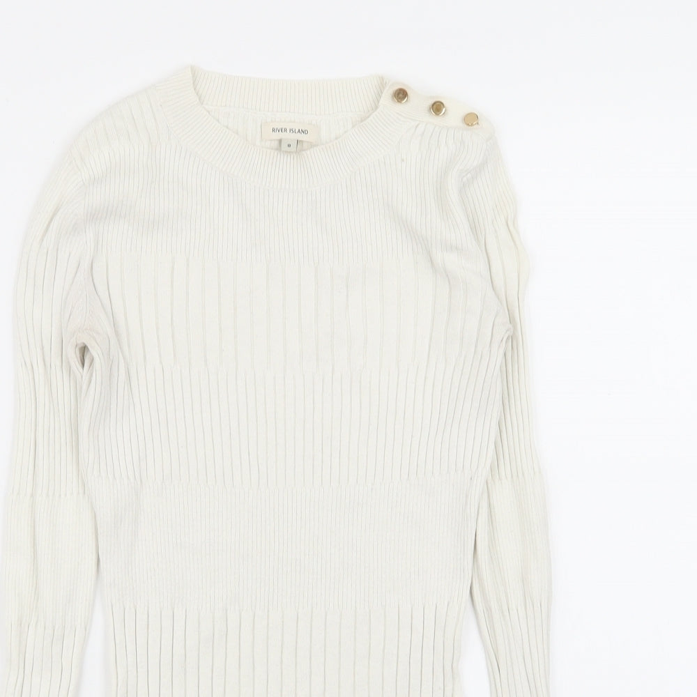 River Island Womens White   Basic T-Shirt Size 8