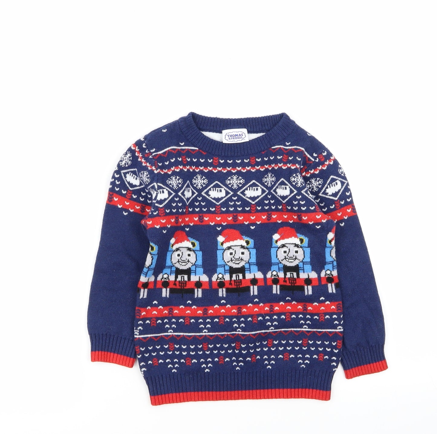 Thomas the Tank Engine Boys Multicoloured Geometric  Pullover Jumper Size 2-3 Years