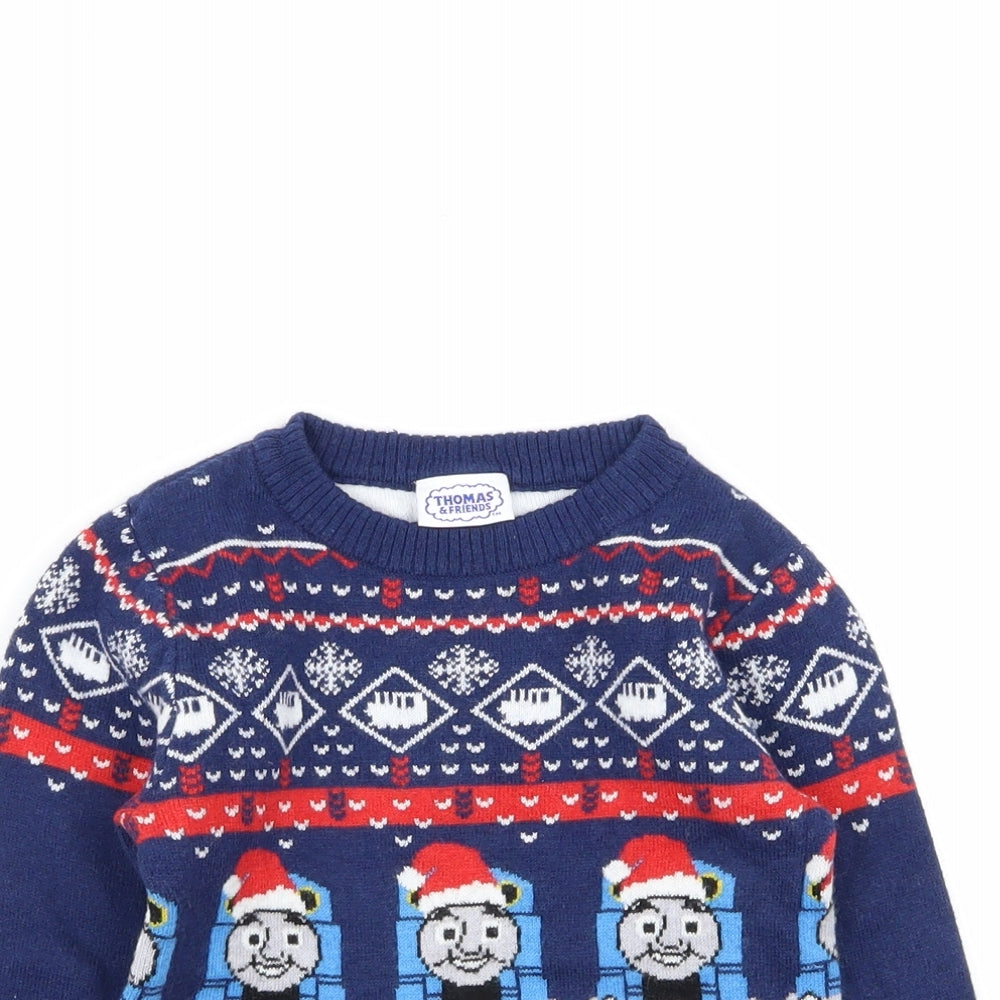 Thomas the Tank Engine Boys Multicoloured Geometric  Pullover Jumper Size 2-3 Years