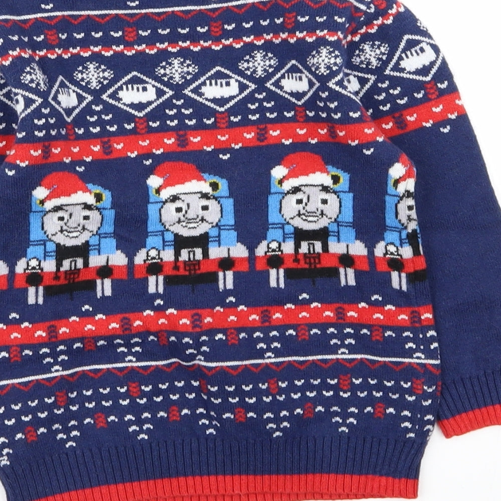 Thomas the Tank Engine Boys Multicoloured Geometric  Pullover Jumper Size 2-3 Years