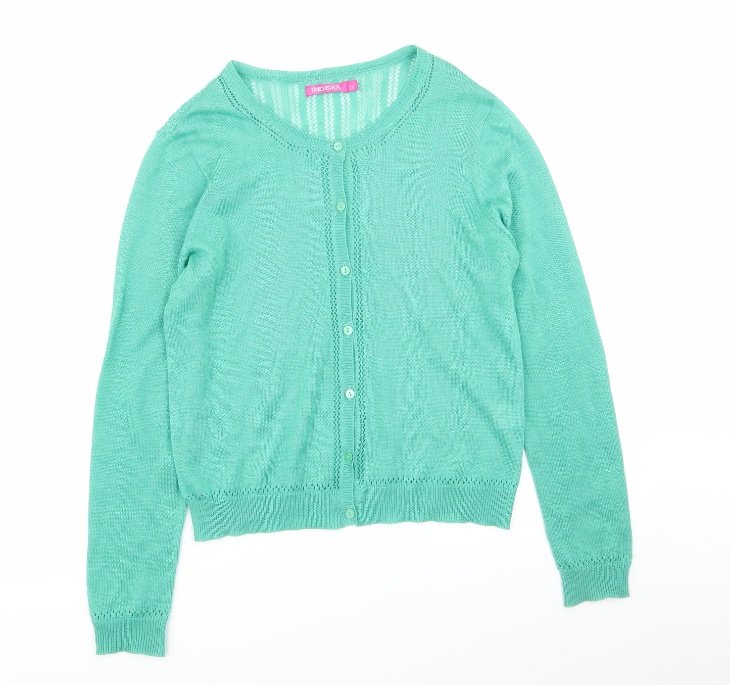 INDISKA Womens Green Geometric  Cardigan Jumper Size L