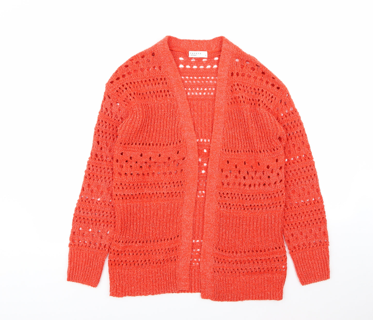 Papaya Womens Red Geometric  Cardigan Jumper Size S