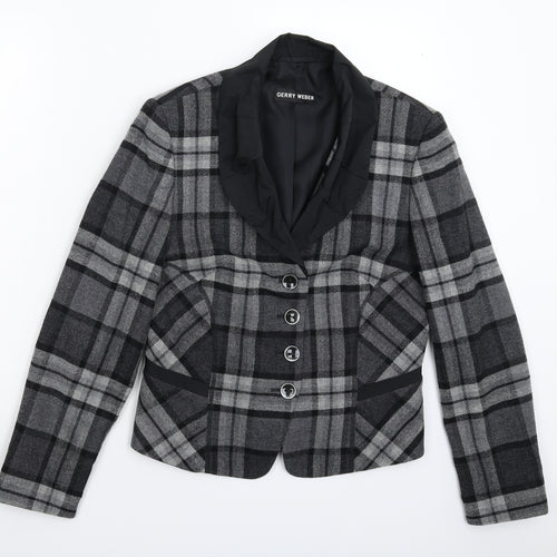 Gerry Weber Womens Grey Check  Jacket Blazer Size 12