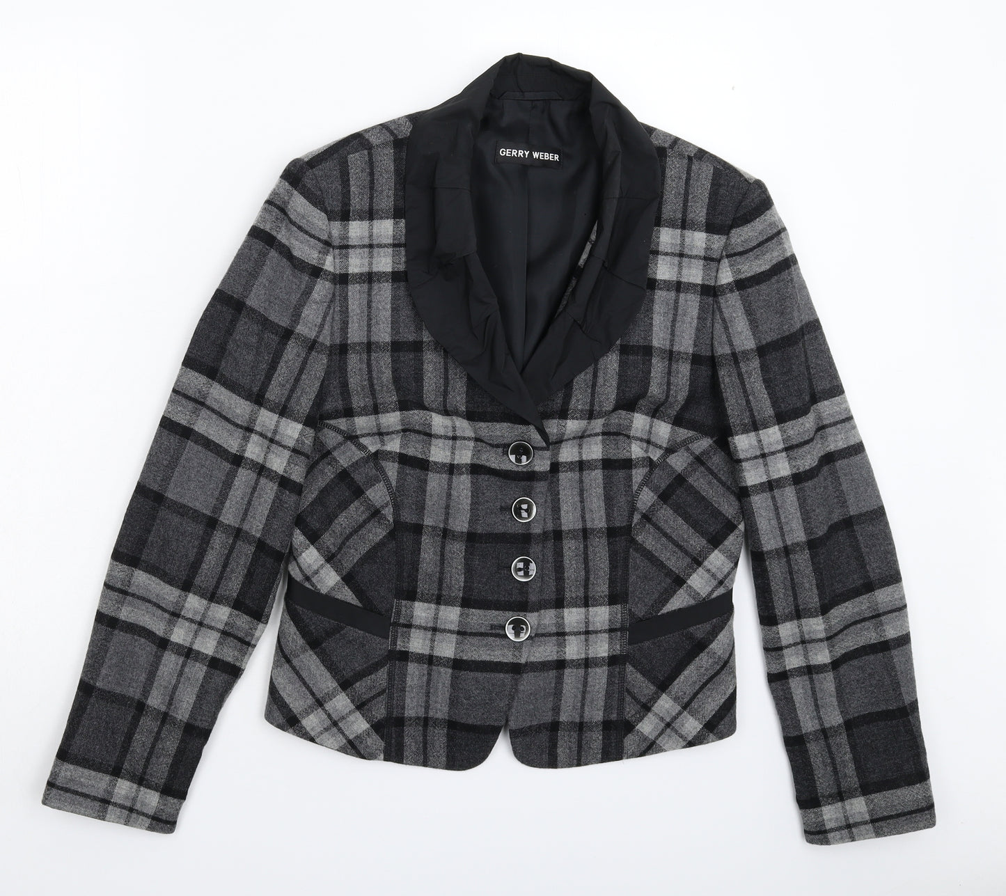 Gerry Weber Womens Grey Check  Jacket Blazer Size 12