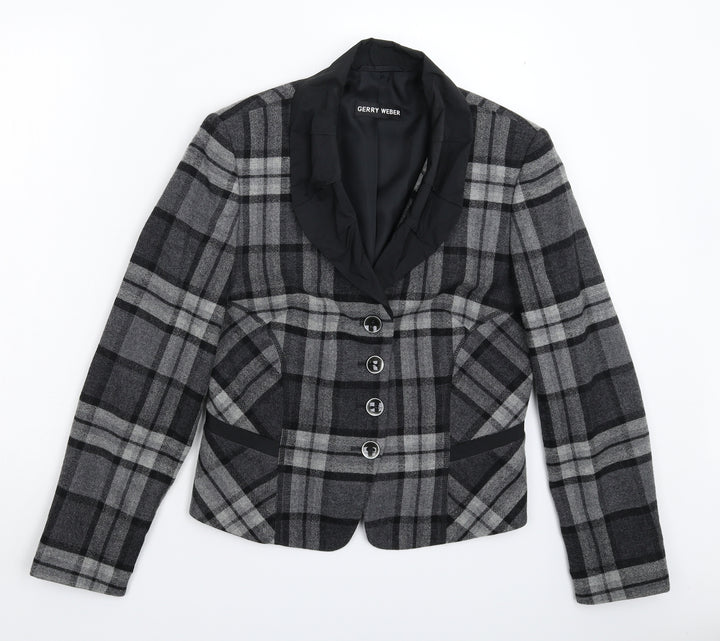 Gerry Weber Womens Grey Check  Jacket Blazer Size 12