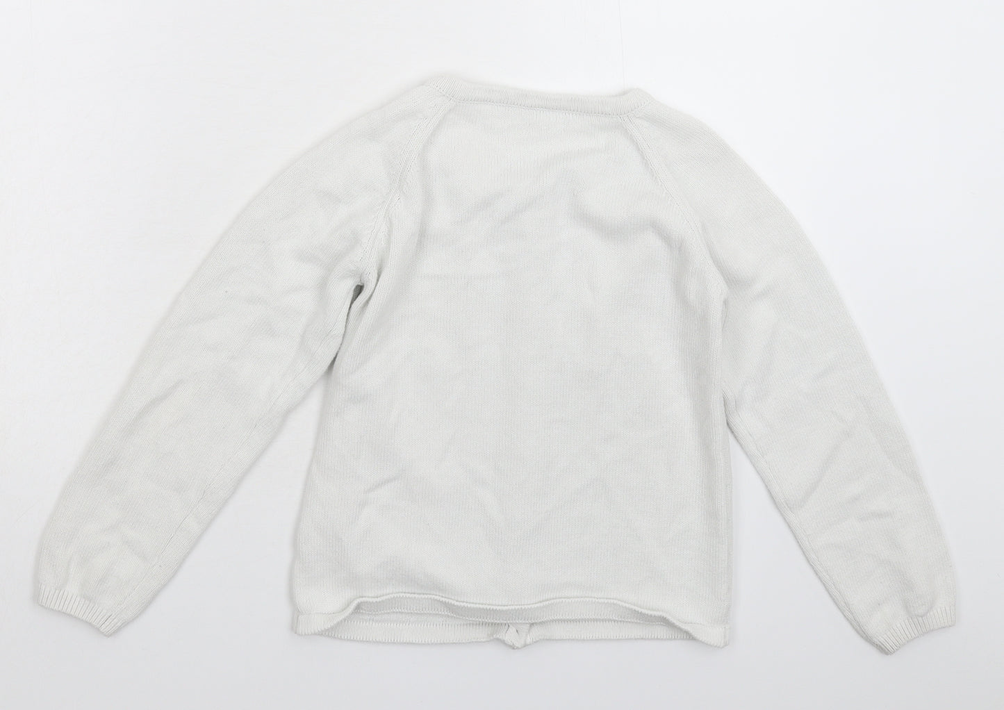Nutmeg Girls White  Knit Cardigan Jumper Size 9-10 Years