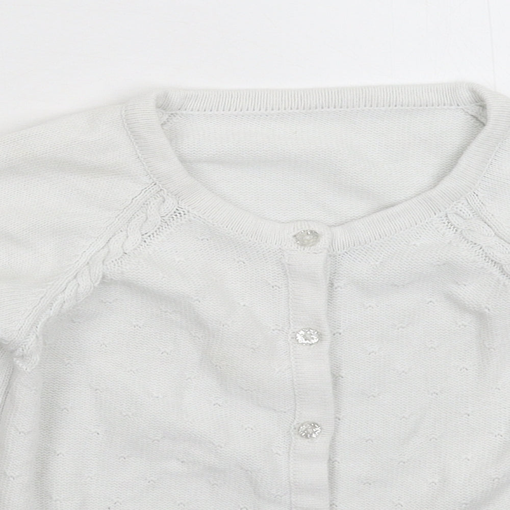 Nutmeg Girls White  Knit Cardigan Jumper Size 9-10 Years