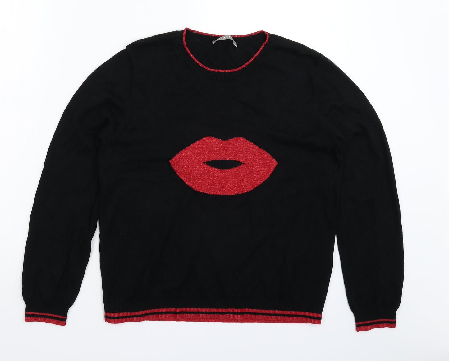 Oasis Womens Black  Knit Pullover Jumper Size L