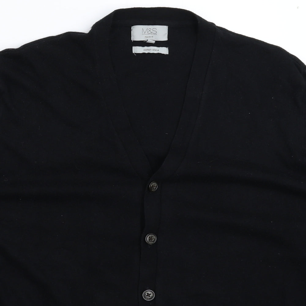Marks and Spencer Mens Black  Knit Cardigan Jumper Size XL