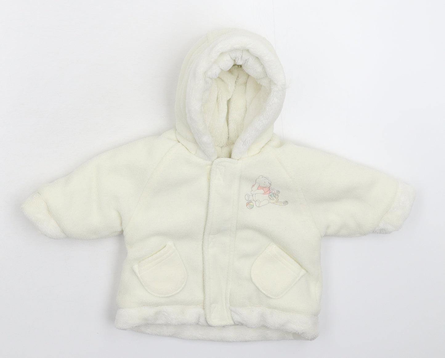 George Girls White  Fleece Jacket Coat Size 0-3 Months