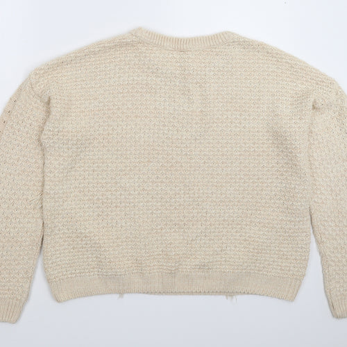 Marks and Spencer Womens Beige  Knit Pullover Jumper Size 14