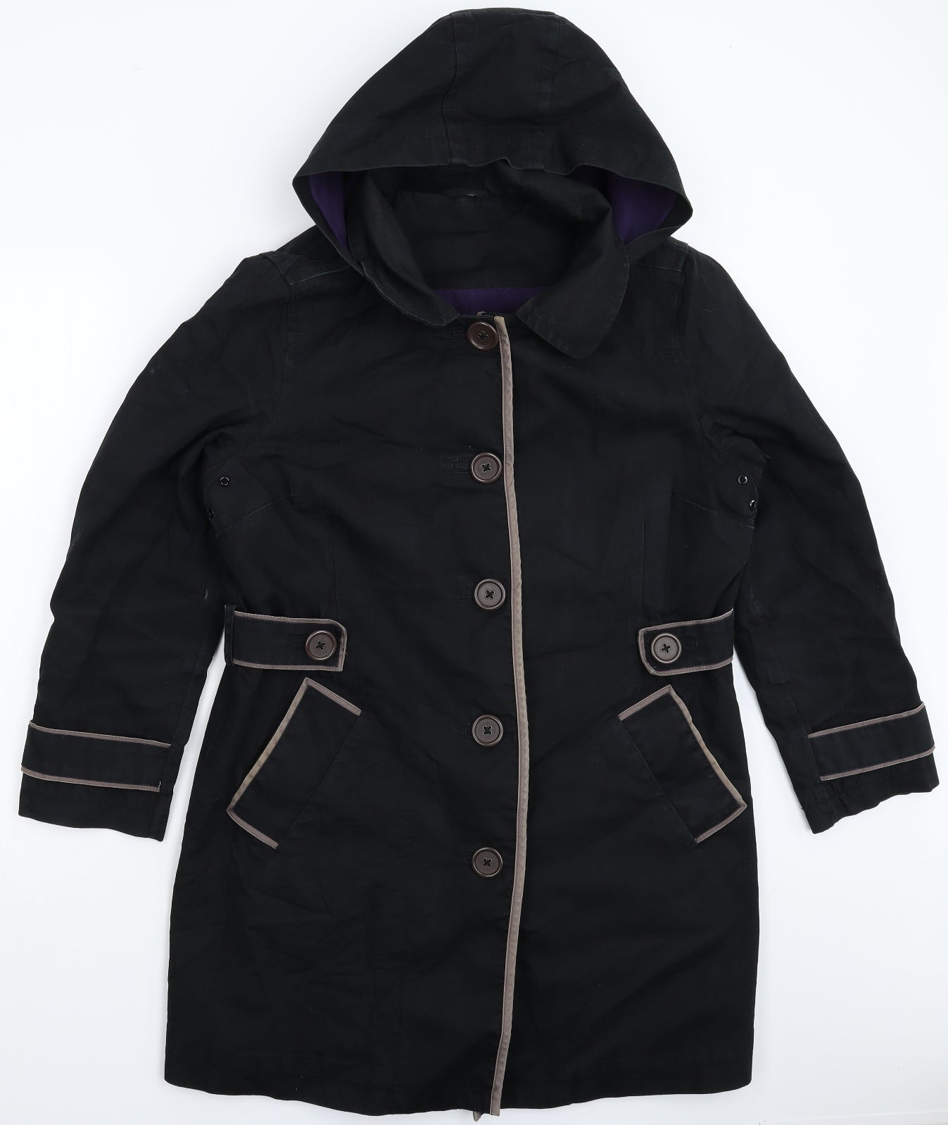 Boden Womens Black   Overcoat Coat Size 16