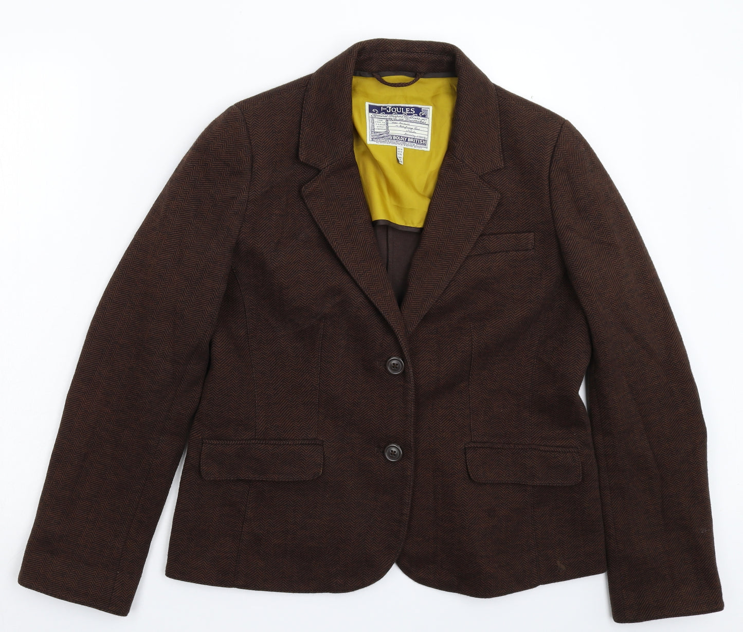 Joules Womens Grey Herringbone  Jacket Blazer Size 16