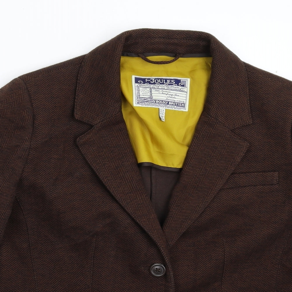Joules Womens Grey Herringbone  Jacket Blazer Size 16
