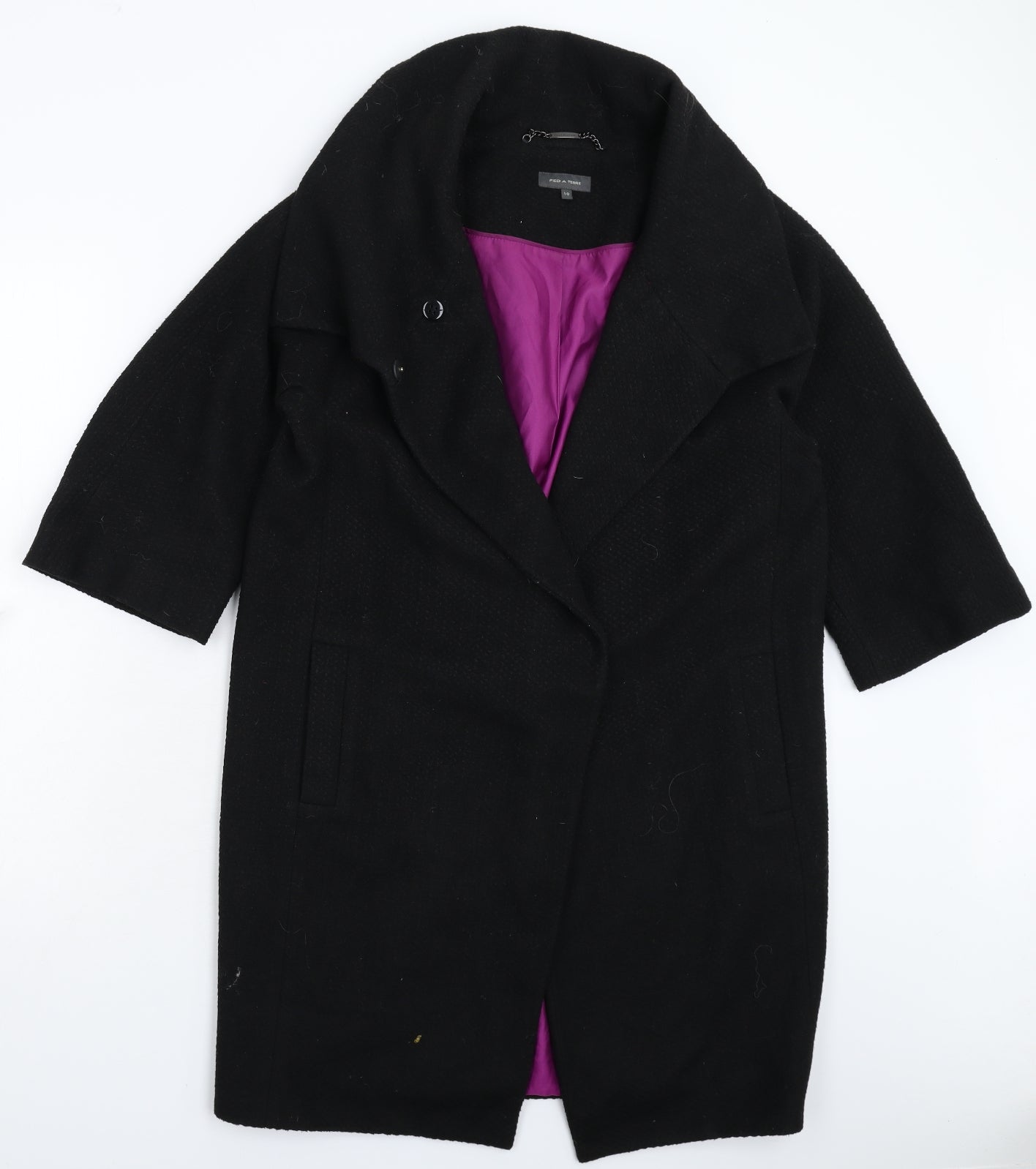 Pied A Terre Womens Black   Overcoat Coat Size 10