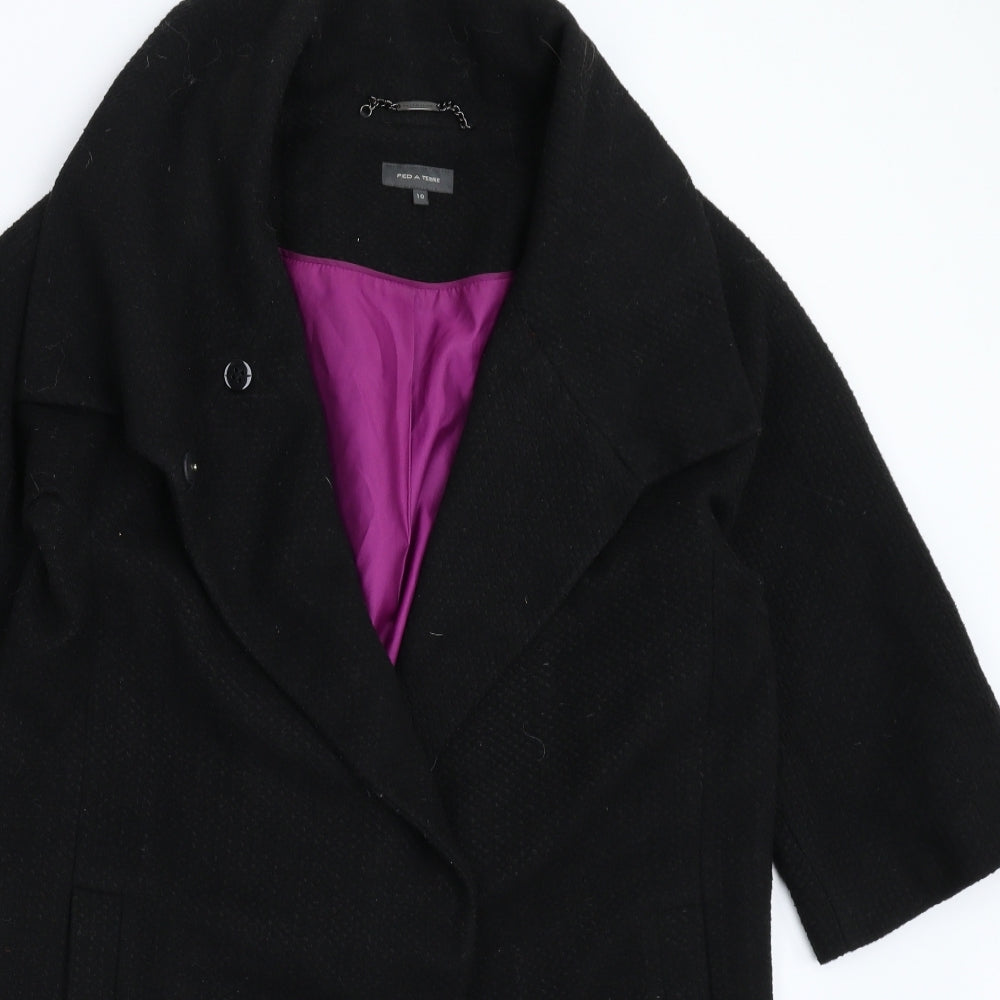 Pied A Terre Womens Black   Overcoat Coat Size 10