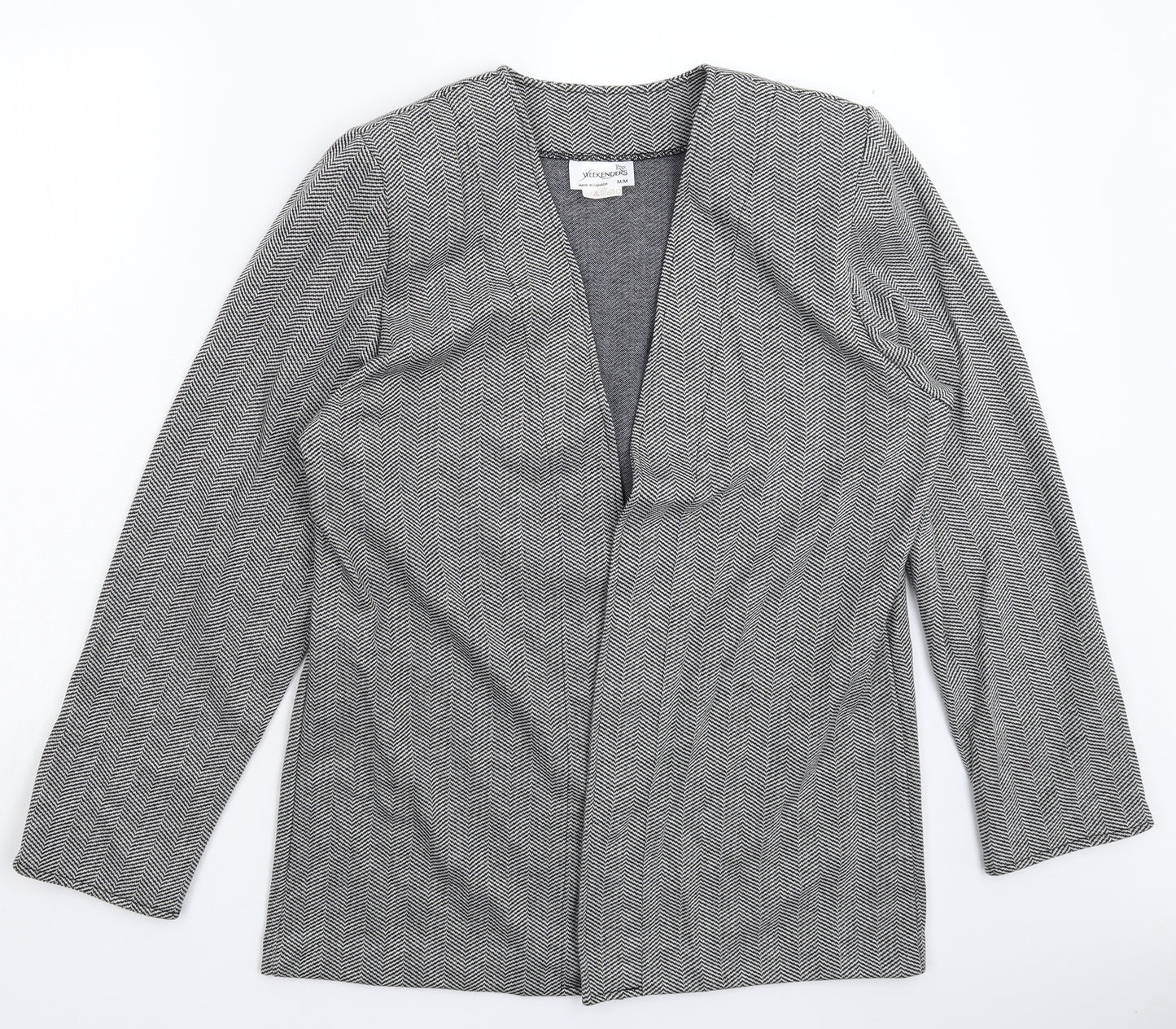 WEEKENDERS Womens Grey Herringbone  Jacket Blazer Size M