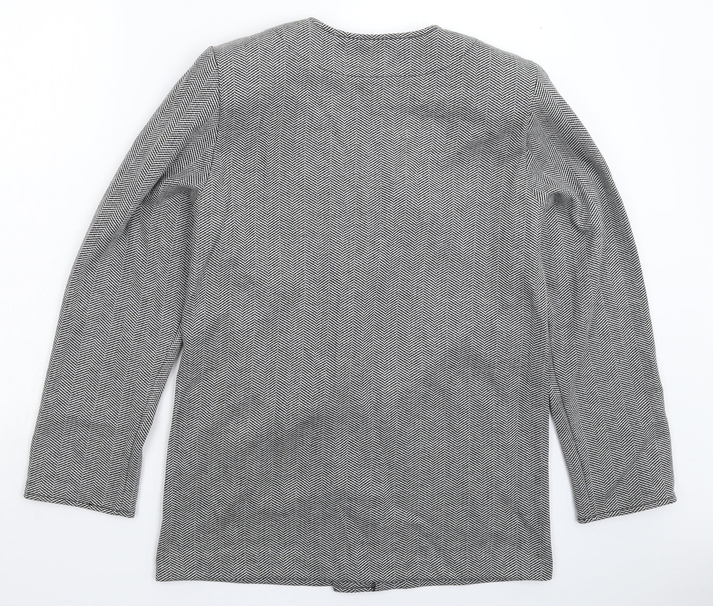 WEEKENDERS Womens Grey Herringbone  Jacket Blazer Size M