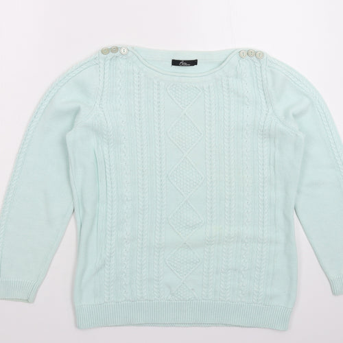BM Womens Green  Knit Pullover Jumper Size S