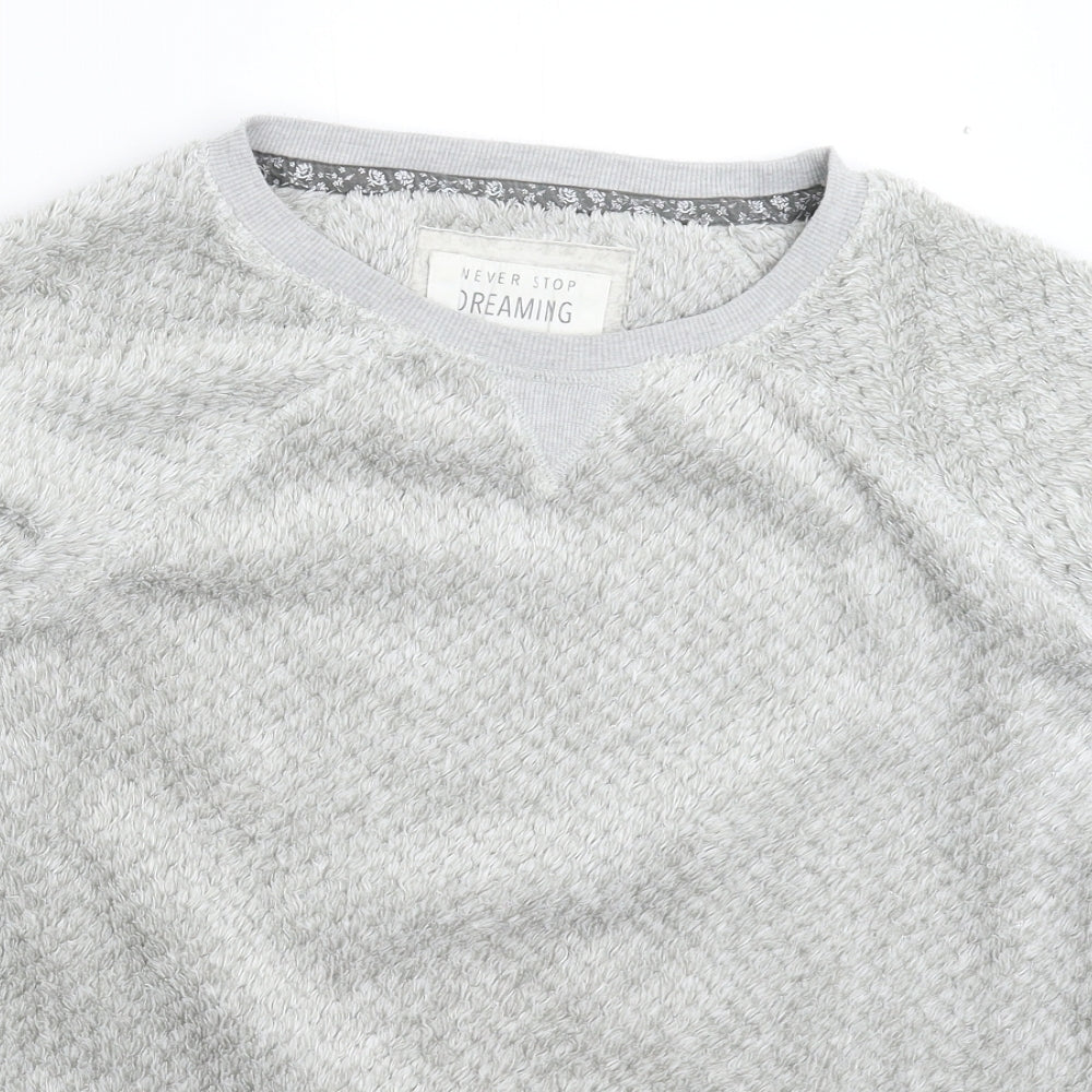 TU Womens Grey Solid Fleece Top Pyjama Top Size 12