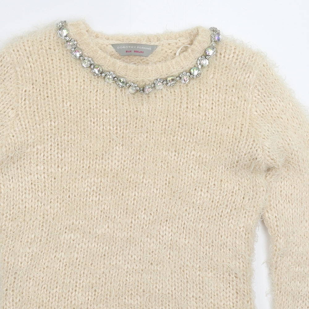 Dorothy Perkins Womens Beige  Knit Pullover Jumper Size 8
