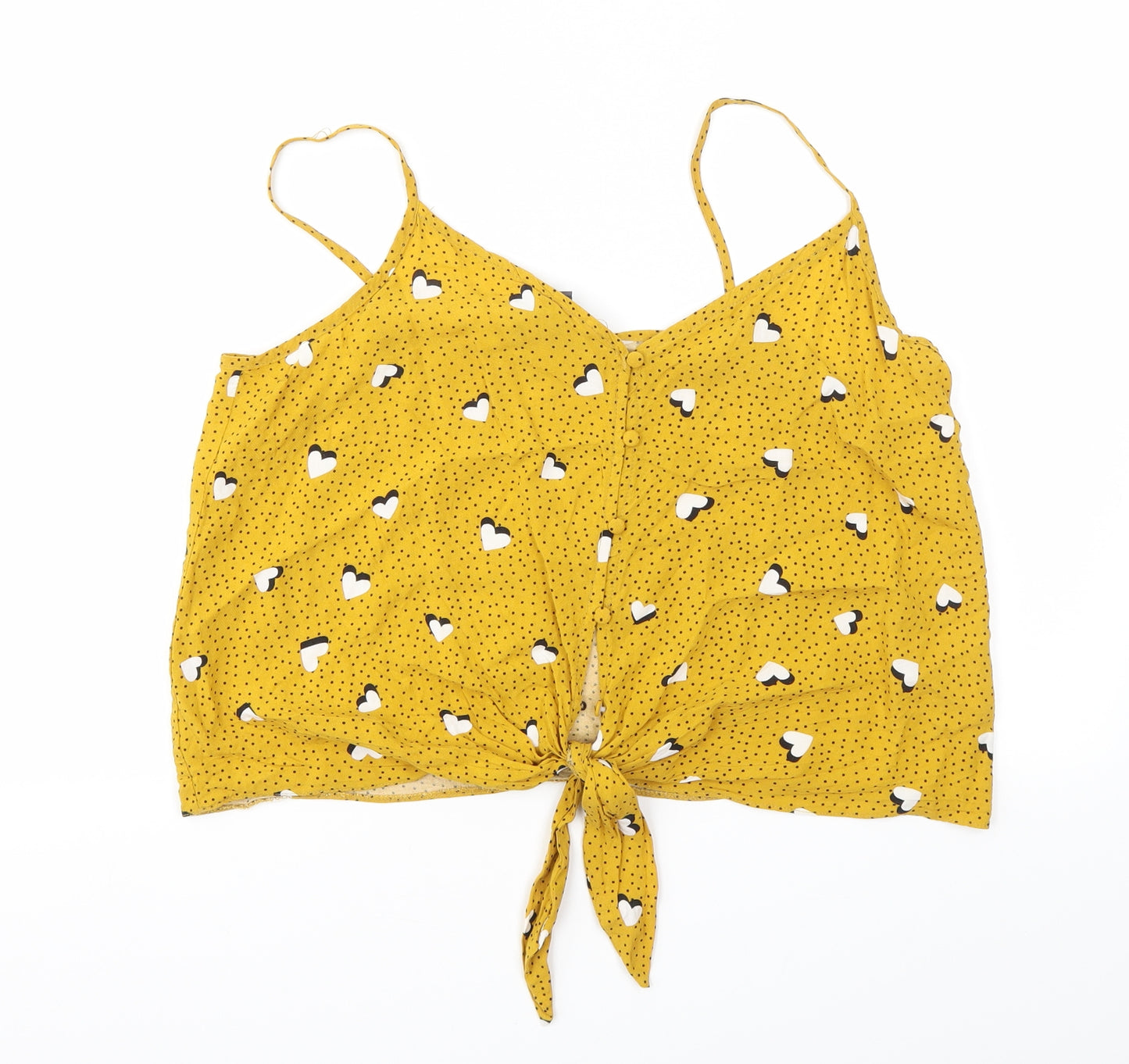 Primark Womens Yellow Polka Dot  Basic T-Shirt Size 16