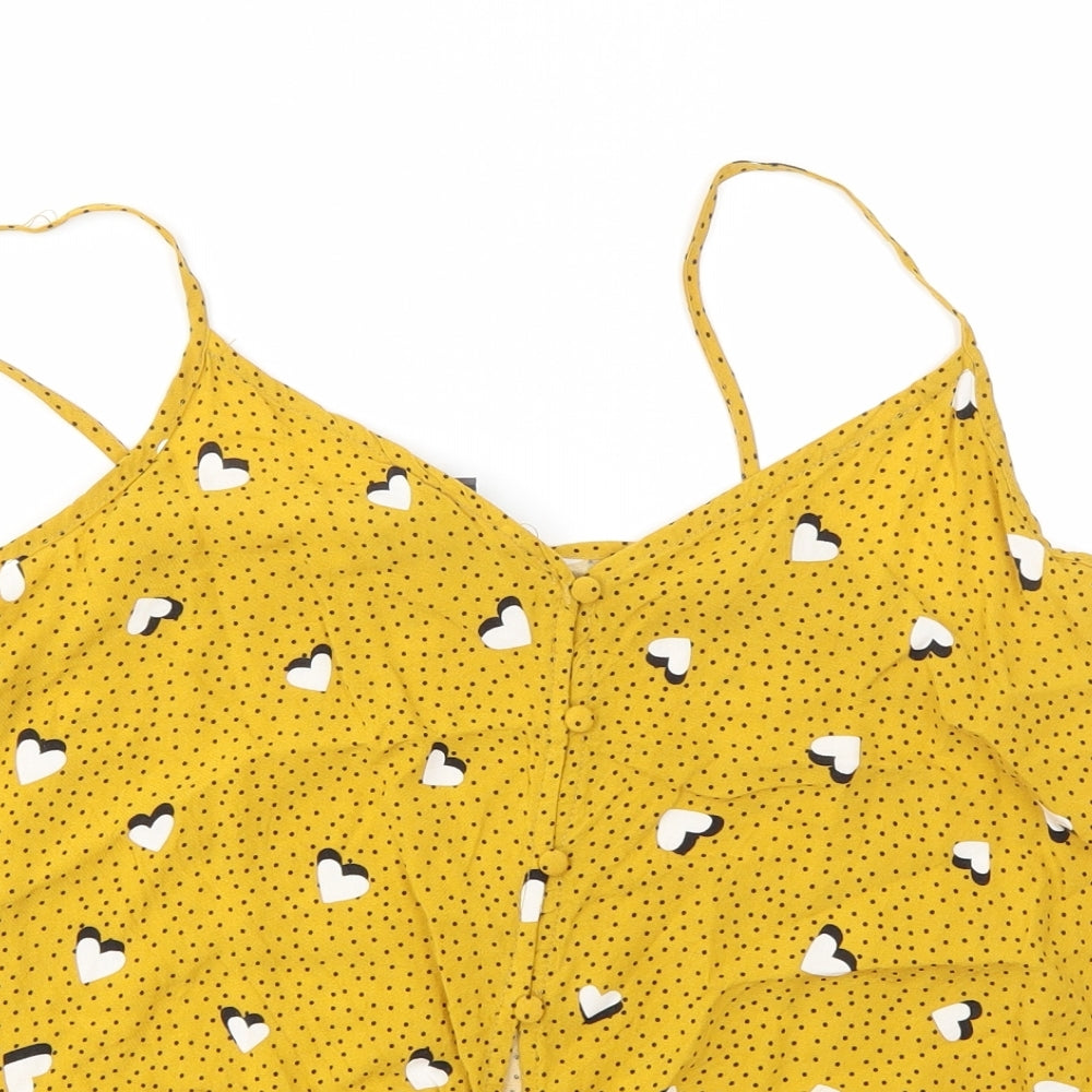 Primark Womens Yellow Polka Dot  Basic T-Shirt Size 16