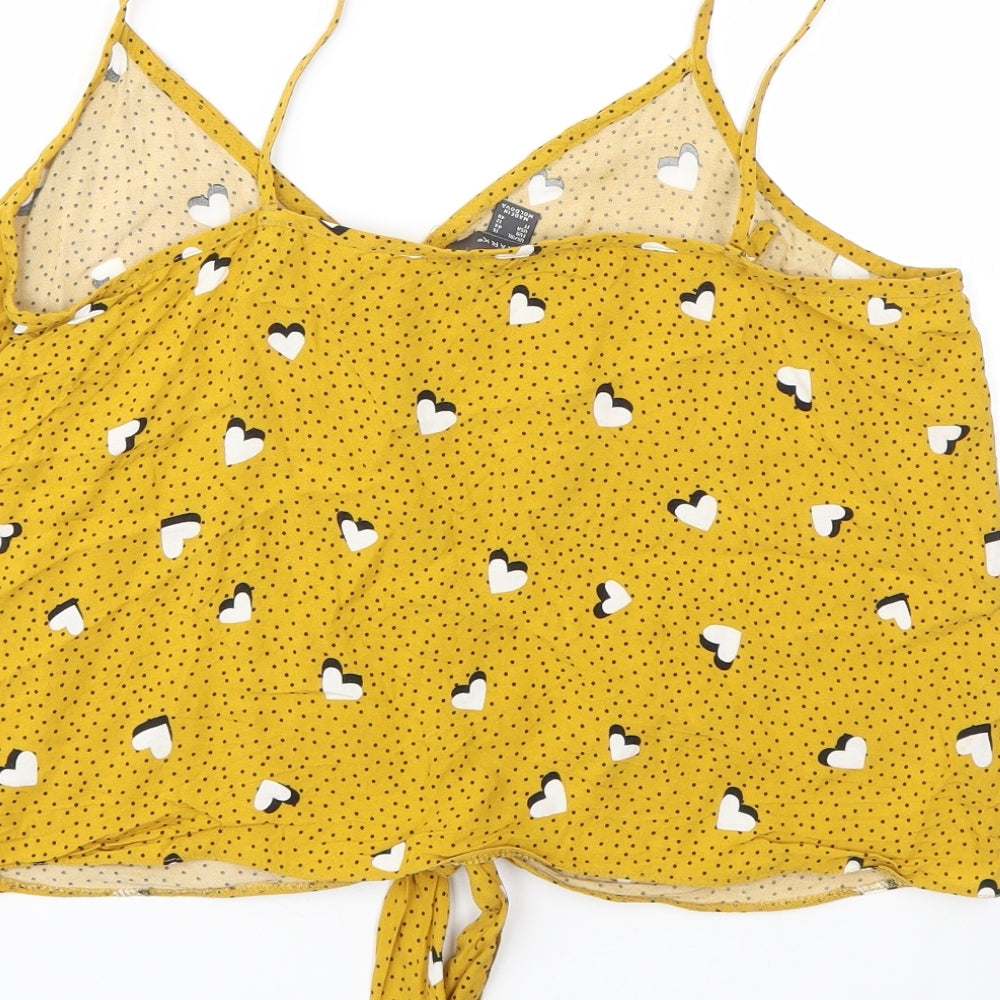 Primark Womens Yellow Polka Dot  Basic T-Shirt Size 16