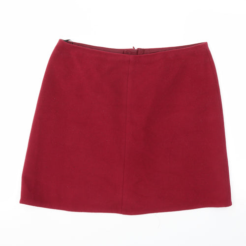 M&S Womens Red   A-Line Skirt Size 14